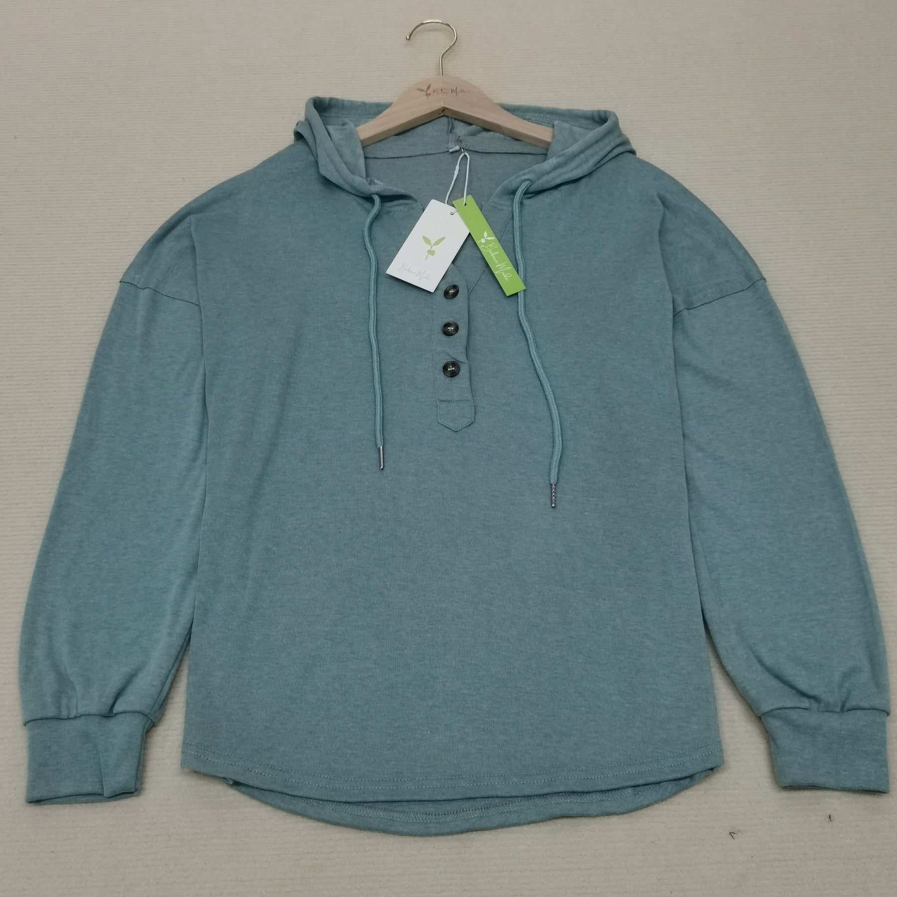 FallStil® - Turkoois Effen sweatshirt met lange mouwen