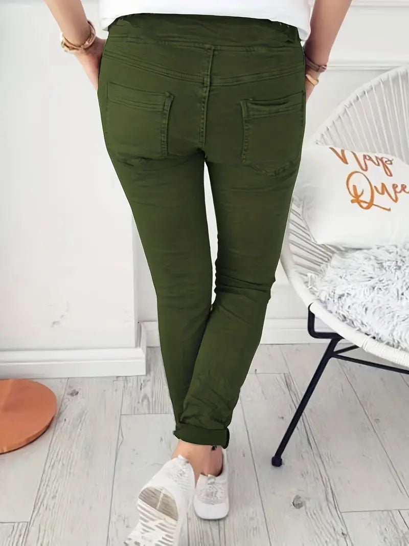 BioBlüte® - Olive-Leisure relax-fit broek met veters in de tailleband