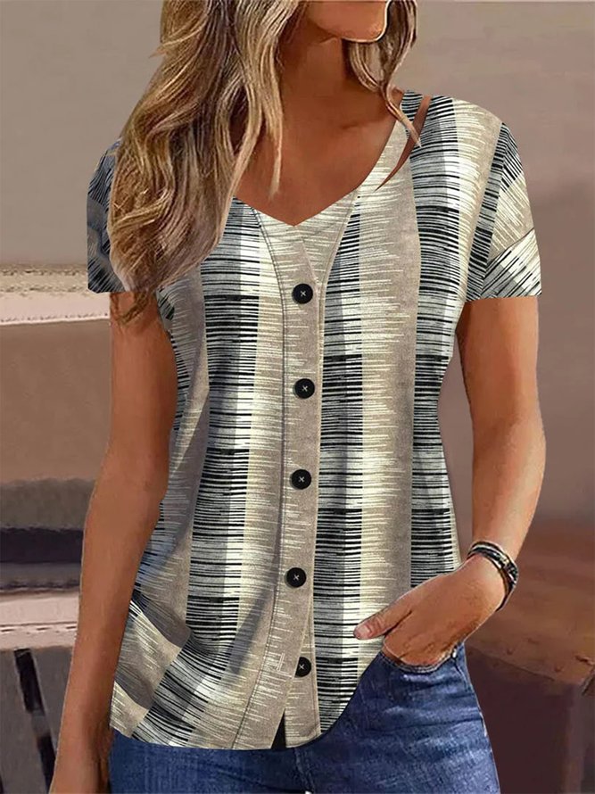 SpringStil® - Retro-top met korte mouwen en print