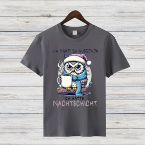 Nachtschicht Eule | Lustiges Wintershirt | Humorvolles Geschenk für Nachtschwärmer | Warmes Statement Shirt für kalte Tage
