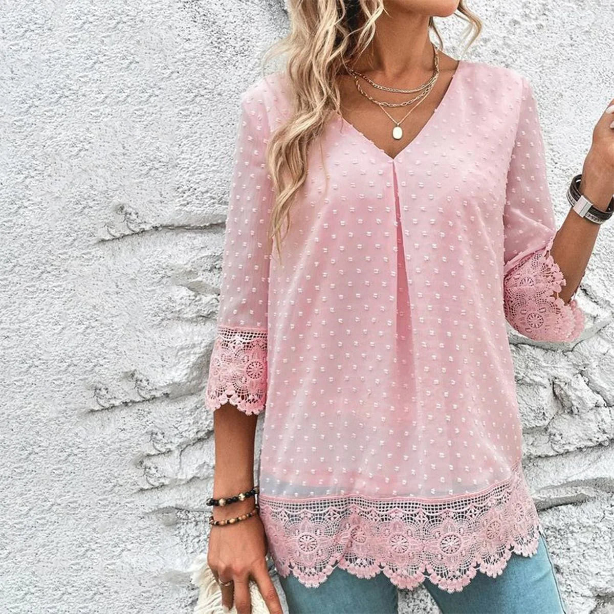 Roze romantische blouse