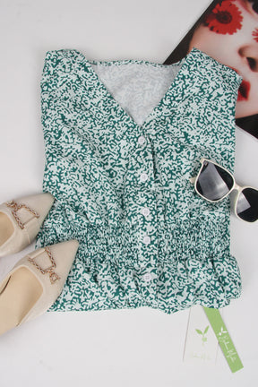 Flower magische groene midi-jurk