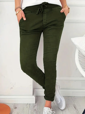 BioBlüte® - Olive-Leisure relax-fit broek met veters in de tailleband