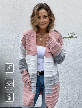 FallStil® - Open vest met roze kleurblok