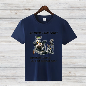 Ich mache gerne Sport | Lustiges Panda Shirt | Humorvolles Motiv für Sportmuffel | Statement-Shirt für Damen