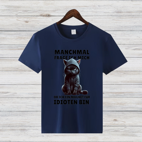 Magnet für Idioten | Lustiges Katzen T-Shirt | Statement Shirt mit schwarzer Katze | Humorvolles Geschenk für Sarkasmus-Fans