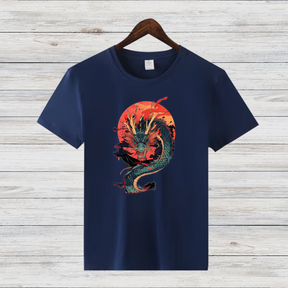 Mystischer Drache | Asiatisches Drachen T-Shirt | Kunstvolles Fantasy Design | Stilvolles Shirt für Wintertage