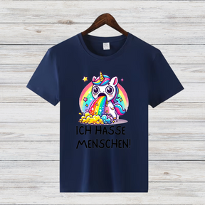 Lustiges Einhorn Shirt | Sarkastisches Anti-Menschen Design | Regenbogen-Kotzendes Einhorn | Statement Shirt für Individualisten