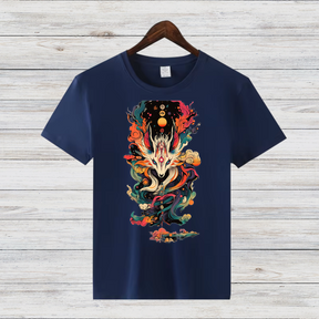 Mystischer Feuerwolf | Fantasie T-Shirt | Spirituelles Kunstdesign | Stilvolles Statement-Shirt für den Winter