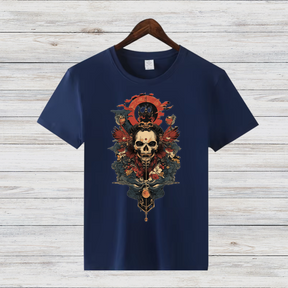 Samurai Totenkopf Shirt | Mystisches Krieger-Design | Cooles Gothic T-Shirt | Statement Shirt für Fans von japanischer Kunst