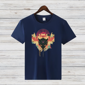 Mystischer Wolf | Künstlerisches T-Shirt | Spirituelles Design | Stilvolles Baumwollshirt für Wintertage