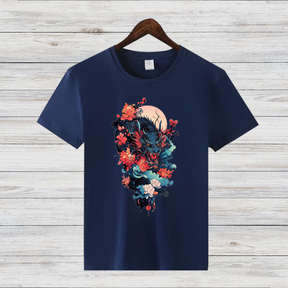 Mystischer Drache | Japanisches Kunst T-Shirt | Asiatisches Drachenmotiv | Stilvolles Baumwollshirt für den Winter