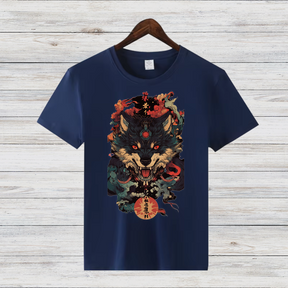 Mystischer Wolf | Japanisches Kunst T-Shirt | Winter Streetwear | Cooles Anime Design für Männer