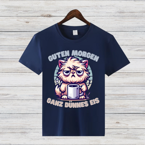 Guten Morgen Katze | Lustiges Wintershirt | Humorvolles Design für Morgenmuffel | Statement Shirt für kalte Tage