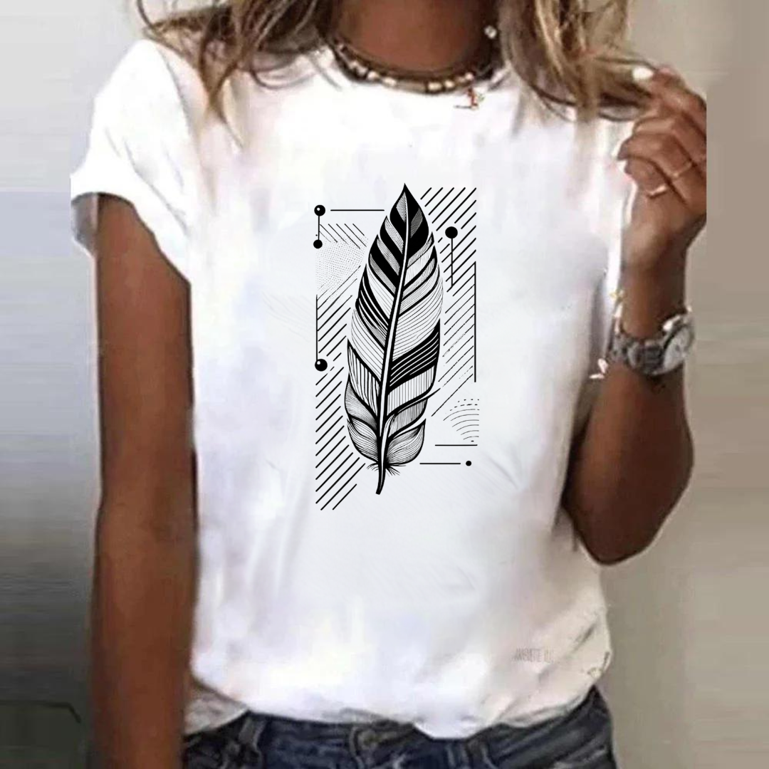 T-shirt met veerkunst