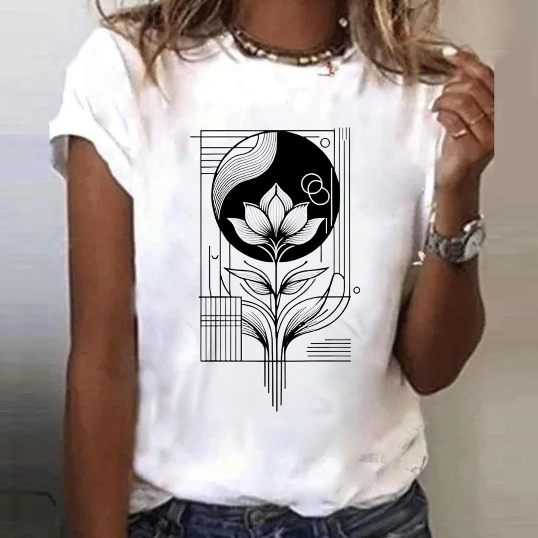 Geometrisch Lotus-T-shirt