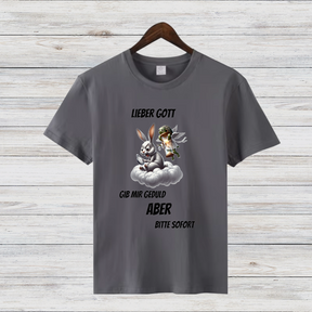 Lieber Gott Geduld Shirt | Lustiges Motiv T-Shirt | Humorvolles Design für den Winter | Statement Shirt für Frauen