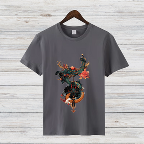 Mystischer Drache | Asiatisches Kunst T-Shirt | Japanischer Stil | Elegantes Baumwollshirt für die kalte Jahreszeit