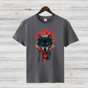 Mystischer Wolf | Japanisches Kunst T-Shirt | Stilvolles Wintershirt | Spirituelles Geschenk für Wolfsliebhaber
