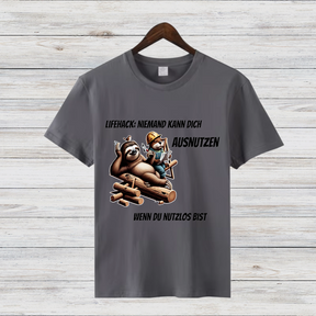 Lifehack Faultier | Lustiges Motiv T-Shirt | Humorvolles Design | Statement Shirt für den Winter