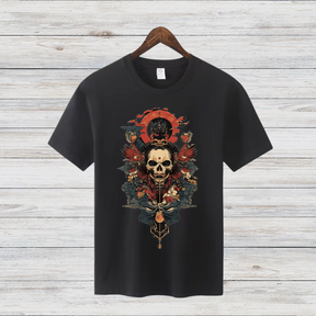 Samurai Totenkopf Shirt | Mystisches Krieger-Design | Cooles Gothic T-Shirt | Statement Shirt für Fans von japanischer Kunst