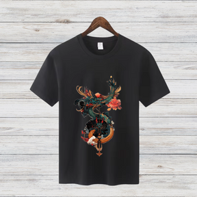 Mystischer Drache | Asiatisches Kunst T-Shirt | Japanischer Stil | Elegantes Baumwollshirt für die kalte Jahreszeit