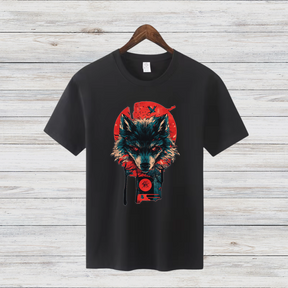 Mystischer Wolf | Japanisches Kunst T-Shirt | Stilvolles Wintershirt | Spirituelles Geschenk für Wolfsliebhaber