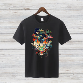 Mystischer Drache | Asiatisches Kunst T-Shirt | Stylisches Drachenmotiv | Baumwollshirt für Fantasy-Fans