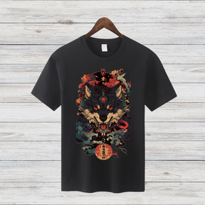 Mystischer Wolf | Japanisches Kunst T-Shirt | Winter Streetwear | Cooles Anime Design für Männer