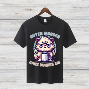 Guten Morgen Katze | Lustiges Wintershirt | Humorvolles Design für Morgenmuffel | Statement Shirt für kalte Tage