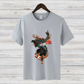 Mystischer Drache | Asiatisches Kunst T-Shirt | Japanischer Stil | Elegantes Baumwollshirt für die kalte Jahreszeit