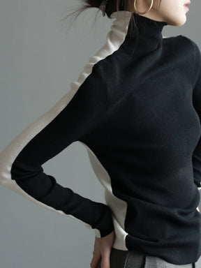 FallStil® - Groovy Black Color Block High Neck Pullover