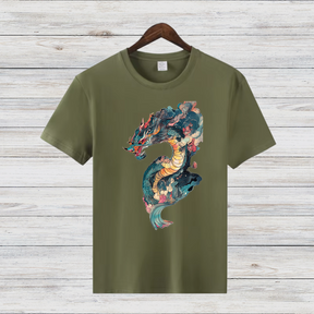 Mystischer Drache | Asiatisches Drachen T-Shirt | Fantasy Shirt für Wintertage | Baumwollshirt mit Drachenmotiv