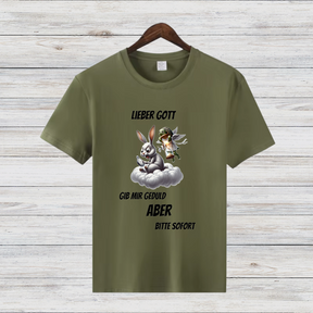 Lieber Gott Geduld Shirt | Lustiges Motiv T-Shirt | Humorvolles Design für den Winter | Statement Shirt für Frauen