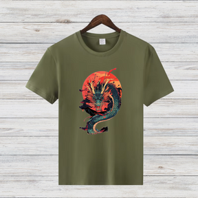Mystischer Drache | Asiatisches Drachen T-Shirt | Kunstvolles Fantasy Design | Stilvolles Shirt für Wintertage