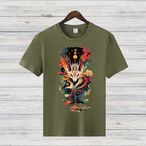 Mystischer Feuerwolf | Fantasie T-Shirt | Spirituelles Kunstdesign | Stilvolles Statement-Shirt für den Winter