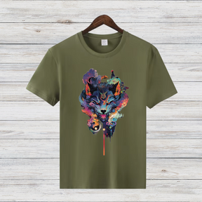 Mystischer Wolf | Kunstvolles T-Shirt | Spirituelles Wolfsmotiv | Stilvolles Statement Shirt für Tierliebhaber