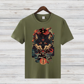 Mystischer Wolf | Japanisches Kunst T-Shirt | Winter Streetwear | Cooles Anime Design für Männer