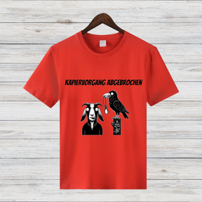 Kapier-Vorgang Abgebrochen | Lustiges Statement-Shirt | Kreatives Design mit Ziege & Rabe | Humorvolles Shirt für kalte Wintertage