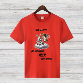 Lieber Gott Geduld Shirt | Lustiges Motiv T-Shirt | Humorvolles Design für den Winter | Statement Shirt für Frauen