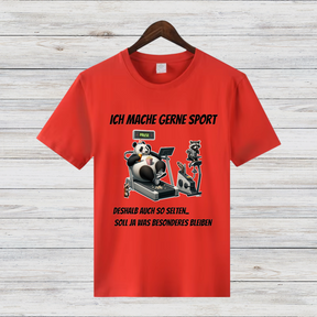 Ich mache gerne Sport | Lustiges Panda Shirt | Humorvolles Motiv für Sportmuffel | Statement-Shirt für Damen