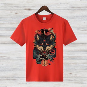 Mystischer Wolf | Japanisches Kunst T-Shirt | Winter Streetwear | Cooles Anime Design für Männer