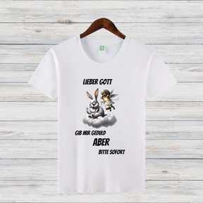 Lieber Gott Geduld Shirt | Lustiges Motiv T-Shirt | Humorvolles Design für den Winter | Statement Shirt für Frauen