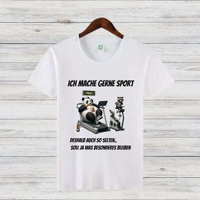 Ich mache gerne Sport | Lustiges Panda Shirt | Humorvolles Motiv für Sportmuffel | Statement-Shirt für Damen