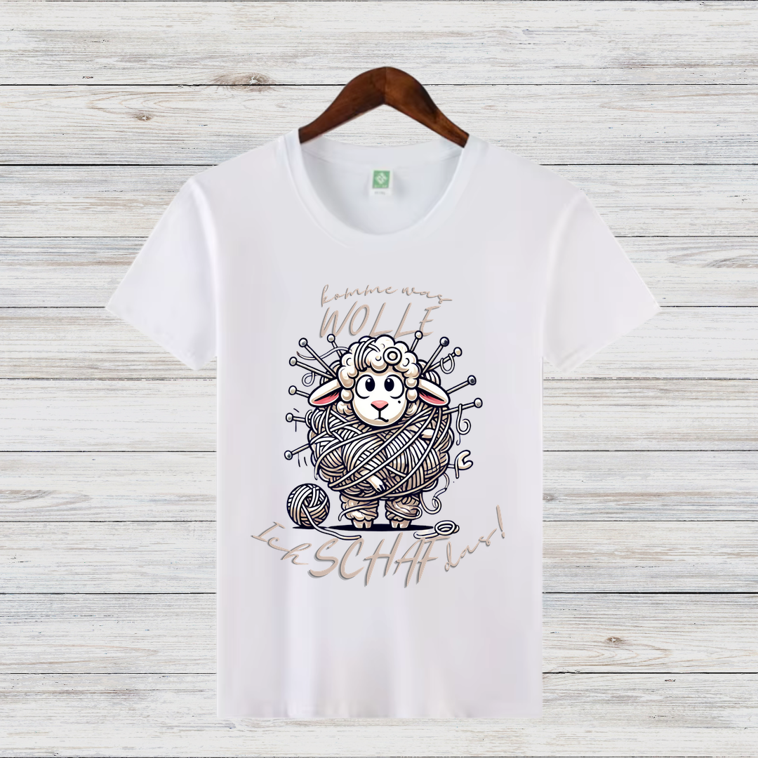 Komme was WOLLE | Lustiges Strick-Shirt | Humorvolles Schaf-Design | Statement T-Shirt für den Winter