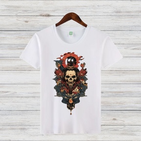Samurai Totenkopf Shirt | Mystisches Krieger-Design | Cooles Gothic T-Shirt | Statement Shirt für Fans von japanischer Kunst