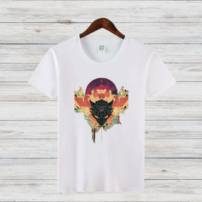 Mystischer Wolf | Künstlerisches T-Shirt | Spirituelles Design | Stilvolles Baumwollshirt für Wintertage