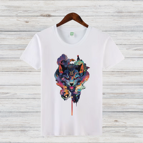 Mystischer Wolf | Kunstvolles T-Shirt | Spirituelles Wolfsmotiv | Stilvolles Statement Shirt für Tierliebhaber