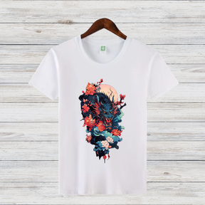 Mystischer Drache | Japanisches Kunst T-Shirt | Asiatisches Drachenmotiv | Stilvolles Baumwollshirt für den Winter