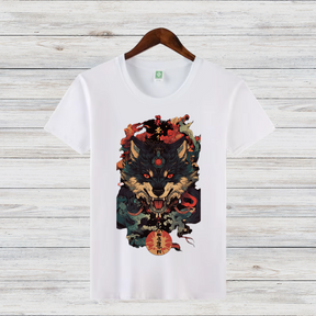 Mystischer Wolf | Japanisches Kunst T-Shirt | Winter Streetwear | Cooles Anime Design für Männer